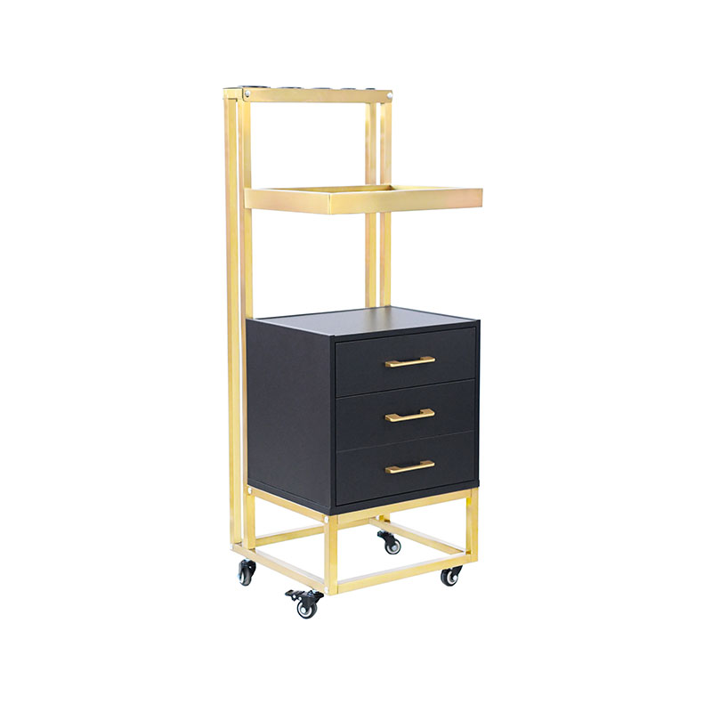 عربة صالون متحركة HZ2078BK / HZ2078W مع أدراج تخزين