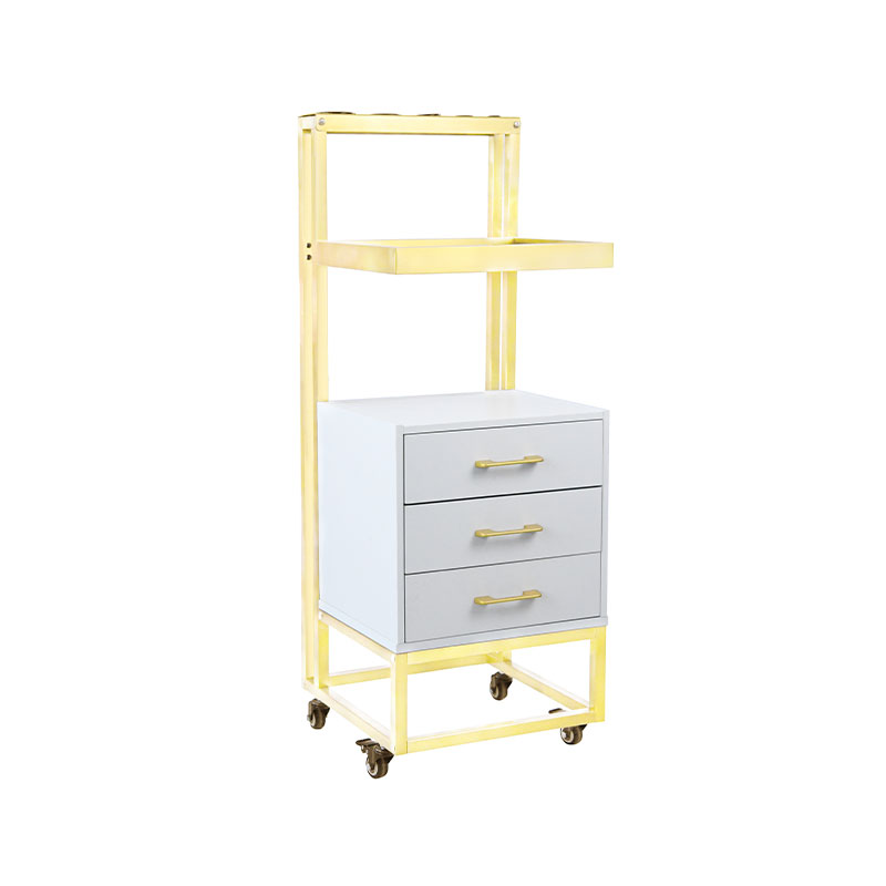 عربة صالون متحركة HZ2078BK / HZ2078W مع أدراج تخزين