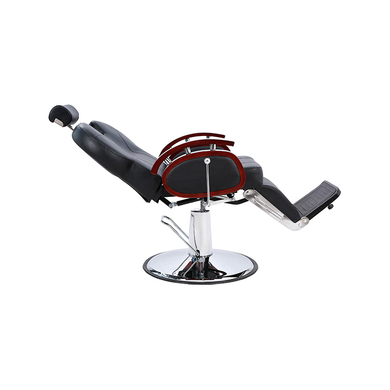 HZ8705B كرسي حلاقة هيدروليكي أسود مع درابزين خشبي