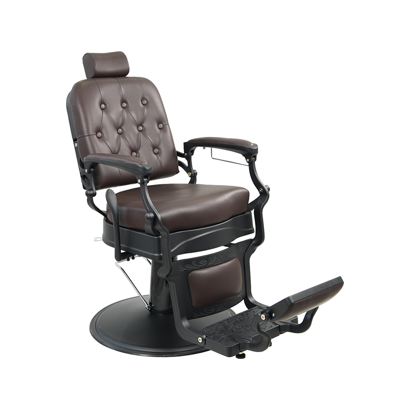HZ8760 كرسي حلاق بني داكن كتان