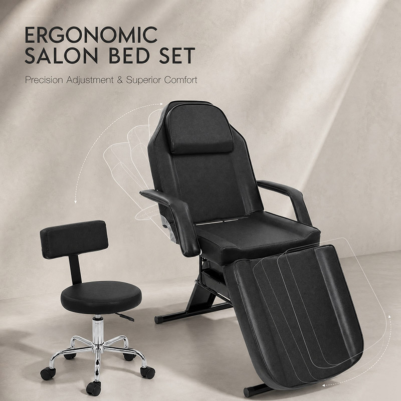 سرير التجميل HZ009-BK/HZ009-CM/HZ009-PK مع وحدة تخزين ومقعد | 150 كجم